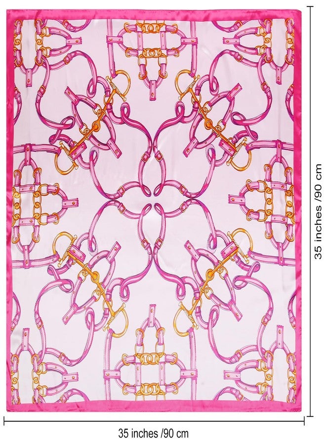 AIBFRID 35" Head Scarf for Women Like Silk Headscarf Hair Bandana Square Stain Scarf Large Boho Hair Warp, Pink - Image 2